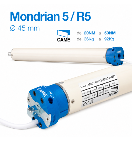 Moteur tubulaire CAME MONDRIAN 5 pour volets ménagers Ø45