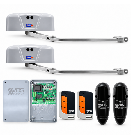 Kit VDS TEKNO 230V motores articulados para puertas batientes de 2 hojas hasta 3,5 m