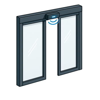 Radar and motion sensors for glass doors