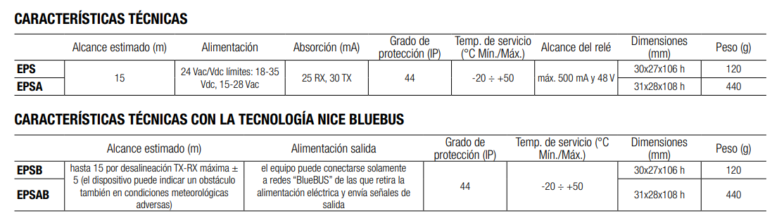 Fotocelula seguridad. Emisor-espejo. Con tecnología Bluebus. - Puertas  automáticas Suitdoors